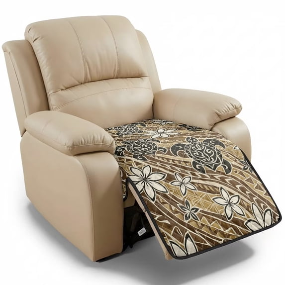 ZIATUBLES Tribal Sea Turtle Plumeria Print Recliner Chair Cover, Anti-Slip Quilted Recliner Couch Slipcover, Washable Furniture Protector for Living Room, Fits Most Standard Recliners