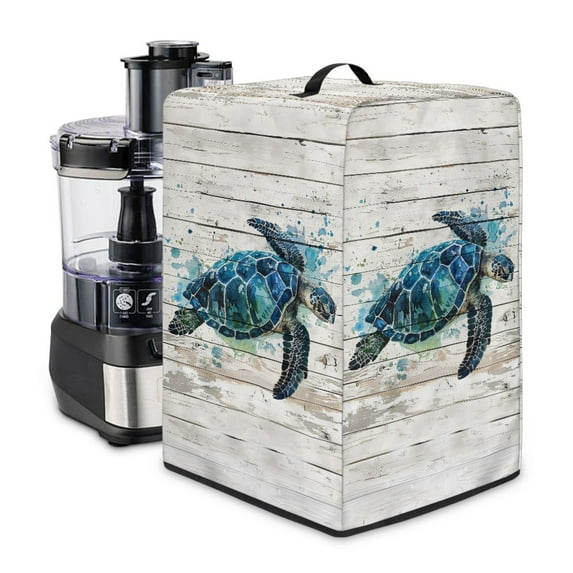 ZIATUBLES Turtle Wood Grain Print Juicer Machine Dust Cover with Top Carrying Handle Stain Resistant Kitchen Appliance Decor Accessories Easy to Clean, Small Size, 8 "W x 8 "D x 17 "H