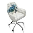 thumbnail image 1 of ZIATUBLES Turtle Wood Grain Print Modern Curved Back Chair Covers with Armrests Stretchable Accent Dining Room Chair Slipcovers Removable Swivel Vanity Office Desk Armchair Protector, 1 of 7