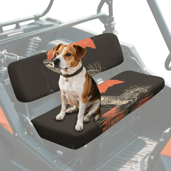 ZIATUBLES UTV Seat Covers 2 Pack, Vintage Alligator Sunset Print Waterproof Front Bench Seat Protectors Compatible with Kawasaki Mule 3000 4000, Fade Wear Resistant UTV Decor Accessory Part