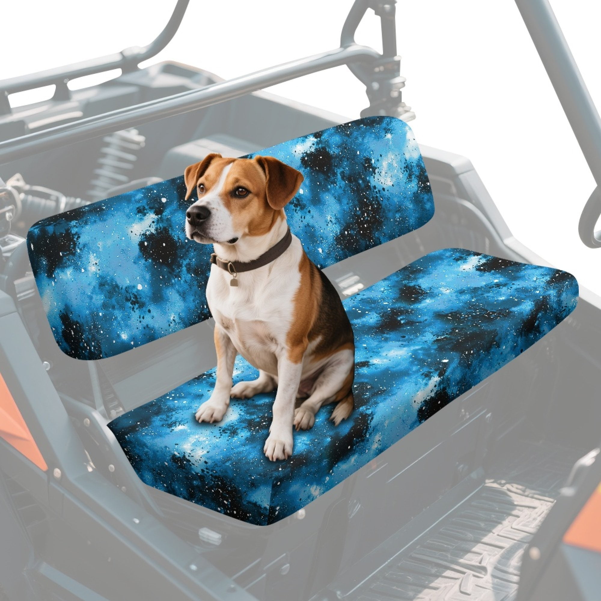 ZIATUBLES UTV Seat Covers 2 Pack, Waterproof Polyester Front Bench Seat Protectors Compatible with Kawasaki Mule 3000 4000, Fade Wear Resistant UTV Decor Accessory Part, Blue Black Abstract Tie-Dyed