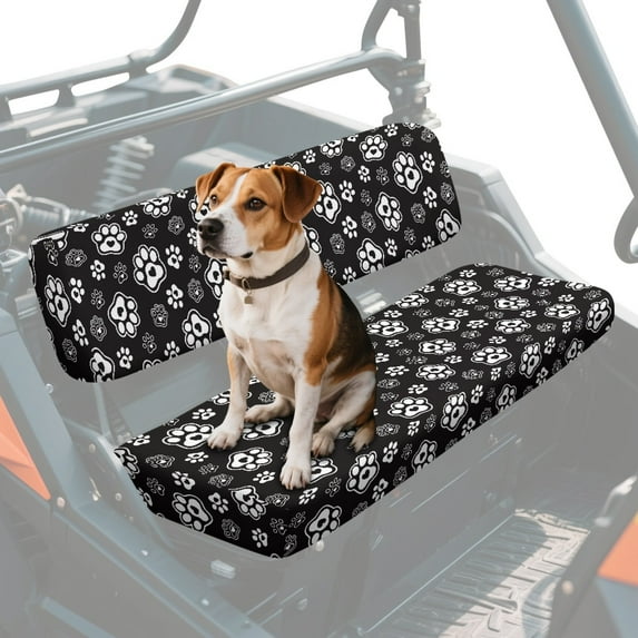 ZIATUBLES UTV Seat Covers 2 Pack, Waterproof Polyester Front Seat Protectors Compatible with Kawasaki Mule 3020 4000, Fade Resistant UTV Decor Accessory Part, Black Paw Print
