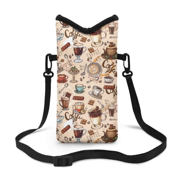 ZIATUBLES Universal Neoprene Cell Phone Pouch Mobile Protection Case Bag with Large Top Opening Hook and Loop Fastener Cellphone Crossbody Purse, 4 X 8 Inch, Coffee Chocolate Dessert