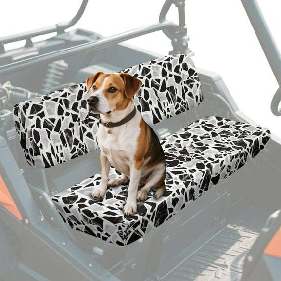ZIATUBLES Universal UTV Front Seat Covers, 2-Pack Fits for Kawasaki Mule, Waterproof, Scratch-Resistant and Easy-Clean Protective Covers for Outdoor Farm Ranch (Black Gray Terrazzo)