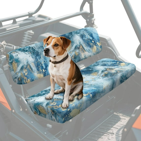 ZIATUBLES Universal UTV Front Seat Covers, 2-Pack Fits for Kawasaki Mule, Waterproof, Scratch-Resistant and Easy-Clean Protective Covers for Outdoor Farm Ranch (Blue Marble Print)