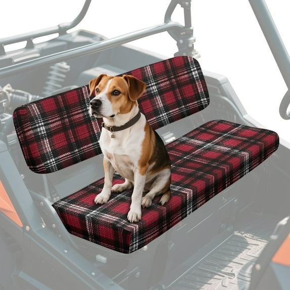 ZIATUBLES Universal UTV Front Seat Covers, 2-Pack Fits for Kawasaki Mule, Waterproof, Scratch-Resistant and Easy-Clean Protective Covers for Outdoor Farm Ranch (Dark Red Black Plaid)