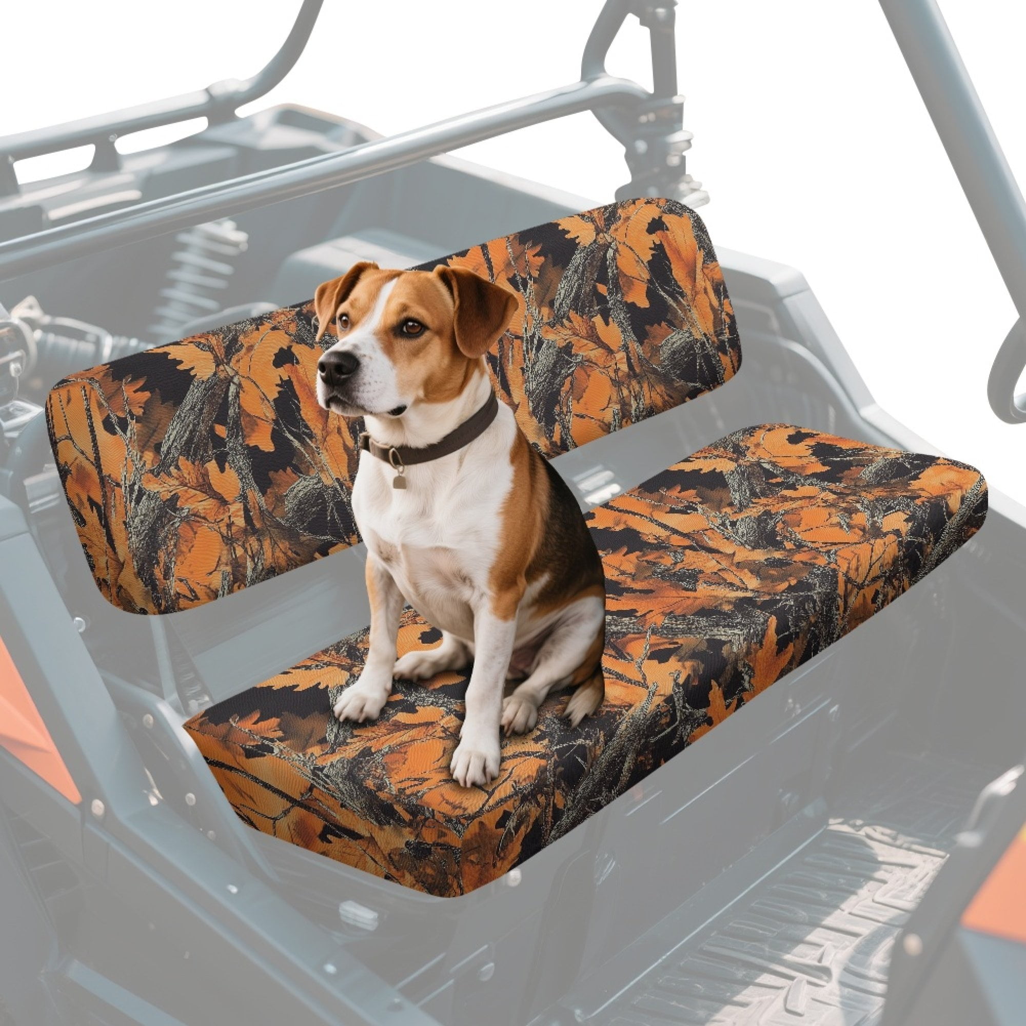 ZIATUBLES Universal UTV Seat Covers 2 Pack, Front Bench Seat Protector Set Compatible with Kawasaki Mule 4010 3010, All-Weather Polyester Deocr Protection, Autumn Leaf Camo Print