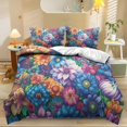 thumbnail image 1 of ZIATUBLES Vibrant Floral Cluster Printed Twin Bed Duvet Cover Set, 3 Piece Comfy Soft Bedding, Zipper Closure, Easy Care Modern Bedroom Decor Includes 1 Duvet Cover & 2 Pillowcases, 1 of 8