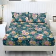 thumbnail image 1 of ZIATUBLES Vintage Floral Print King Size Sheet Set 3 Pcs, 1 Fitted Sheet and 2 Pillowcases, Soft Bed Sheets with Elasticized 9.8" Pocket Breathable Comfy Cooling Bedding Set, 1 of 9