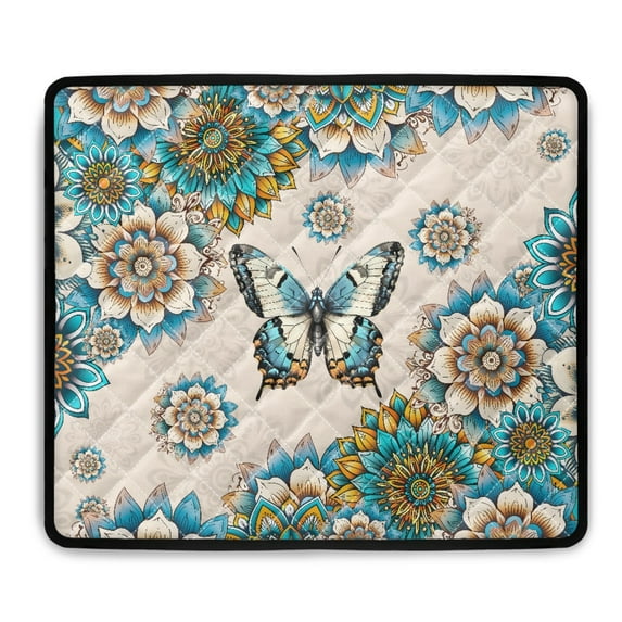 ZIATUBLES Washer and Dryer Top Dust Cover Mat Stain Heat Resistant Countertop Pad for Laundry Room Kitchen Multipurpose Home Decor Accessories, 24 x 19.7 Inch, Boho Mandala Flower Butterfly