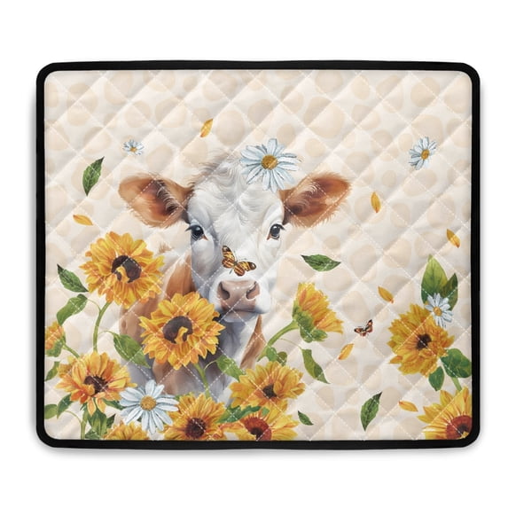 ZIATUBLES Washer and Dryer Top Protcetor Mat Water Resistant Washing Machine Top Dust Cover Pad for Laundry Room Kitchen Home Decor Accessories, 24 x 19.7 Inch, Cow Daisy Sunflower