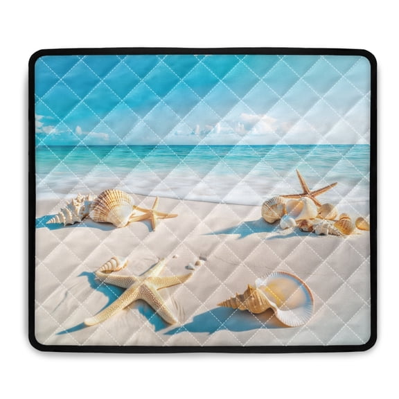 ZIATUBLES Washer and Dryer Top Protector Mat Anti-Scratch Washing Machine Top Cover Pad for Laundry Room Washable Home Kitchen Decor Accessories, 24 x 19.7 Inch, Starfish Shell Beach Sky