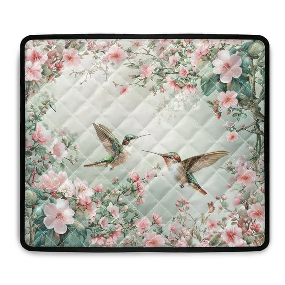 ZIATUBLES Washer and Dryer Top Protector Mat Anti-Scratch Washing Machine Top Cover Pad for Laundry Room Washable Home Kitchen Decor Accessories, 24 x 19.7 Inch, Hummingbird Peach Blossom