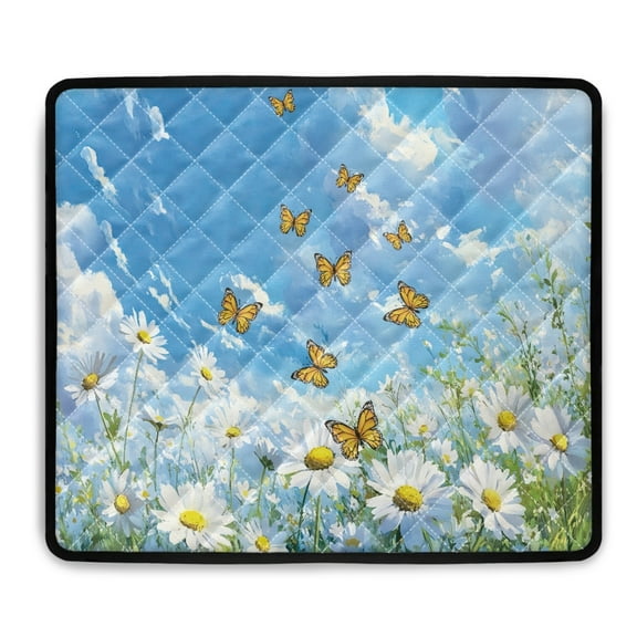 ZIATUBLES Washing Machine Cover Pad for The Top Dust Proof Washer and Dryer Machine Top Cover Mat for Laundry Room Home Deocr Accessories, 24 x 19.7 Inch, Butterfly Daisy Sky