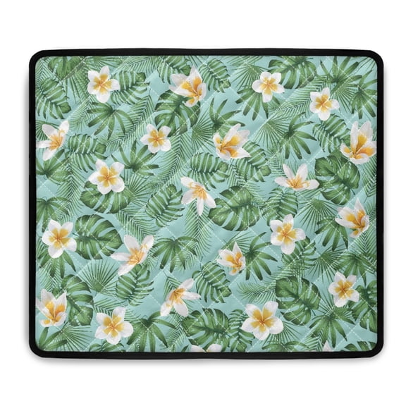 ZIATUBLES Washing Machine Dust Cover Mat Versatile Washer Dryer Top Protector Cover Pad for Laundry Room Absorbent Heat-Resistant Kitchen Mat, 24 x 19.7 Inch, Plumeria Palm Leaf Monstera