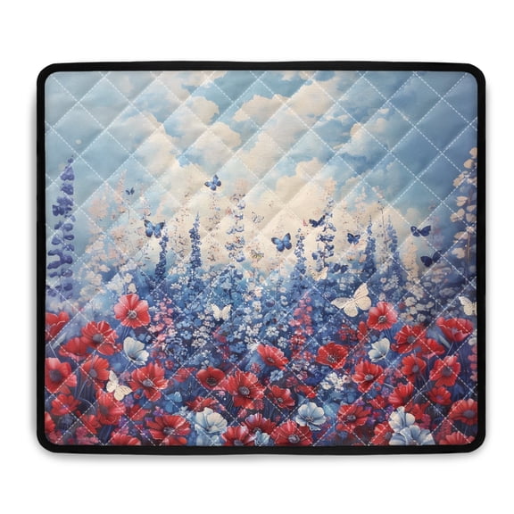 ZIATUBLES Washing Machine Dust Cover Pad Multiple Washer and Dryer Top Protector Mat for Laundry Room Kitchen Washable Home Decor Accessories, 24 x 19.7 Inch, Butterfly Floral Sky
