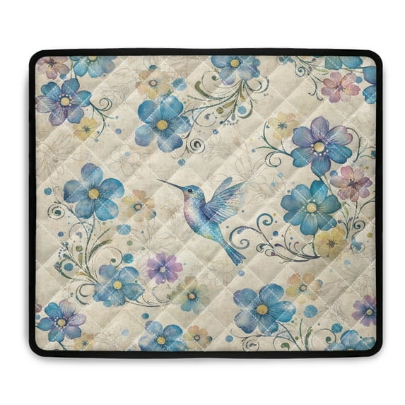 ZIATUBLES Washing Machine Dust Cover Pad Washer and Dryer Top Protector Mat for Laundry Room Kitchen Versatile Home Decor Accessories, 24 x 19.7 Inch, Retro Hummingbird Flower