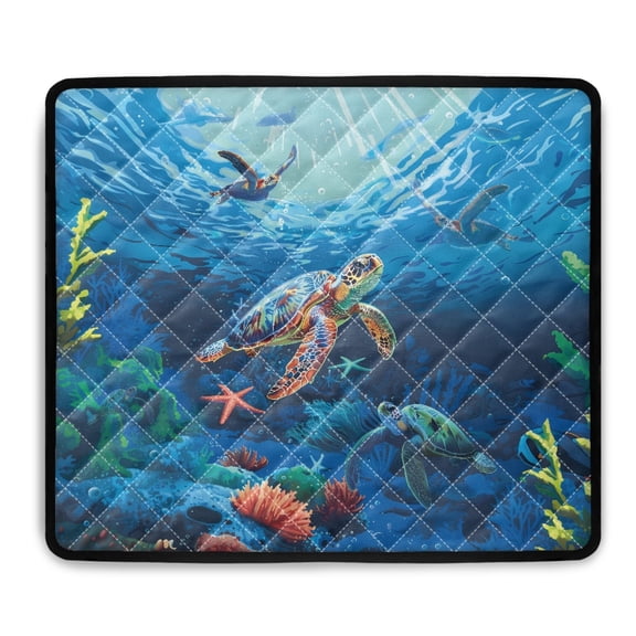 ZIATUBLES Washing Machine Dust Proof Top Cover Pad Multiple Washer and Dryer Top Protector Mat for Home Laundry Room Kitchen, 24 x 19.7 Inch, Turtle Starfish
