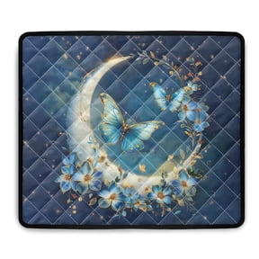 ZIATUBLES Washing Machine Dust Proof Top Cover Pad Soft Washer and Dryer Top Protector Mat for Home Laundry Room Kitchen, 24 x 19.7 Inch, Moon Butterfly Flower