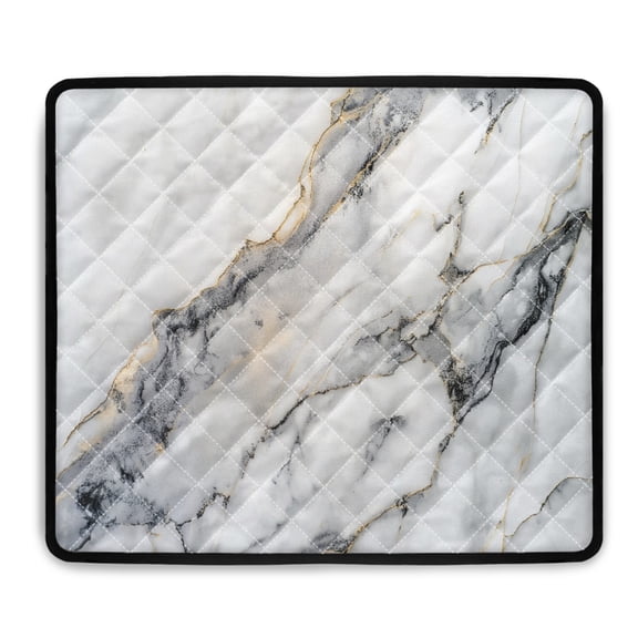 ZIATUBLES Washing Machine Dust Proof Top Cover Pad Washer and Dryer Top Protector Mat for Home Laundry Room Kitchen, 24 x 19.7 Inch, Gray White Yellow Marble