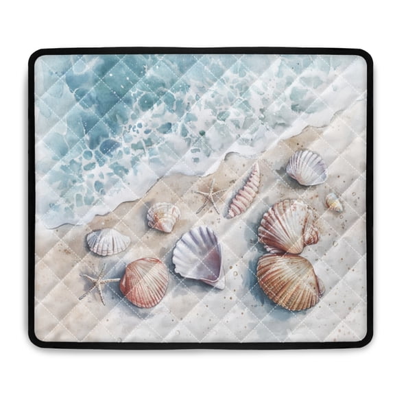 ZIATUBLES Washing Machine Top Dust Cover Anti-Scratch Washer Dryer Top Protector Mat for Laundry Room Kitchen Home Decor Accessories, 24 x 19.7 Inch, Shell Beach
