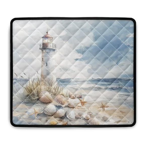 ZIATUBLES Washing Machine Top Dust Cover Pad Stain Resistant Washer and Dryer Top Protector Mat for Laundry Room Washable Home Kitchen Decor Accessories, 24 x 19.7 Inch, Lighthouse Shell