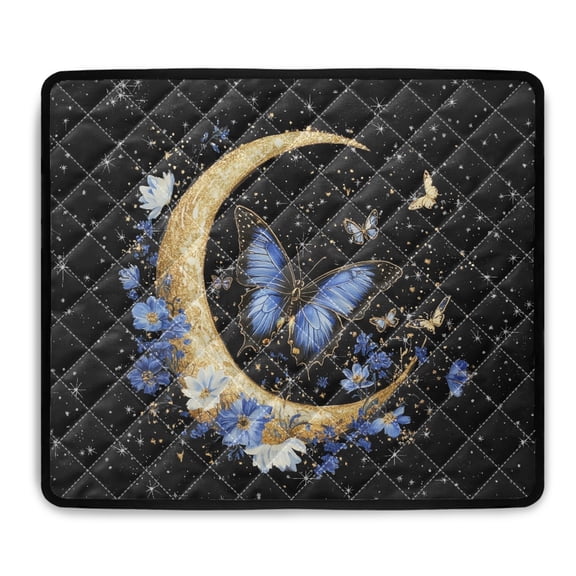 ZIATUBLES Washing Machine Top Dust Cover Washer and Dryer Top Protector Mat for Laundry Room Versatile Home Kitchen Decor Accessories, 24 x 19.7 Inch, Moon Butterfly Flower