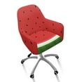 thumbnail image 1 of ZIATUBLES Watermelon Pattern Curved Back Chair Slipcover Stretchable Kitchen Dining Chair Cover Removable Contoured Swivel Accent Chair Protector for Dining Living Room, 1 of 7