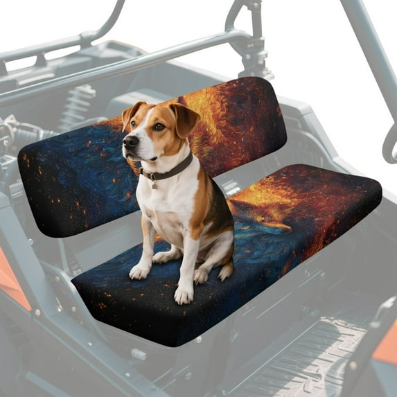 ZIATUBLES Wolf Print UTV Seat Covers 2 Pack, Waterproof Polyester Replacement Front Bench Seats Covers, Wear-Resistant UTV Outdoor Accessory Part for Kawasaki Mule