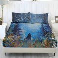 thumbnail image 1 of ZIATUBLES Wolf Printed Bedding Sheets Queen Size, Moonlit Forest Floral Soft Cooling Polyester Bed Sets, 3-Piece Sets with 1 Elasticed Fitted Sheet and 2 Pillowcases, Chic Home RV Decor Accessories, 1 of 5