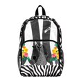 thumbnail image 1 of ZIATUBLES Zebra Tropical Flowers Print Clear Backpack Heavy Duty, Fabric & PVC Transparent Backpack with Front Pockets & Side Mesh, See Through Bookbag for School College Security, 1 of 7