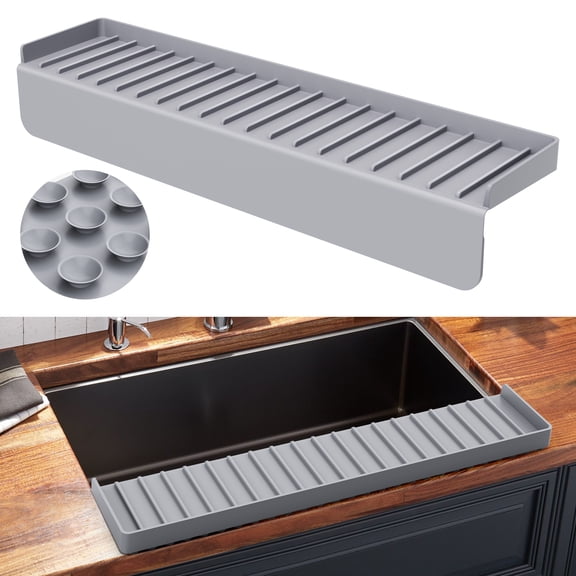 ZIB Silicone Sink Edge Protector, 20" Sink Splash Guard with Suction Cup, Anti-Scratch Stain Resistant Countertop Guard for Kitchen, Bathroom, Multi-Surface Use
