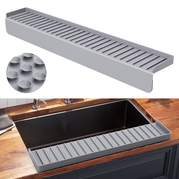 ZIB Silicone Sink Edge Protector, 30" Sink Splash Guard with Suction Cup, Anti-Scratch Stain Resistant Countertop Guard for Kitchen, Bathroom, Multi-Surface Use