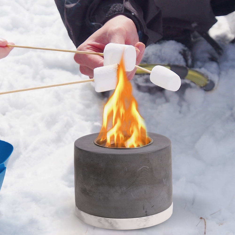 ZIB Tabletop Fire Pit Portable Fireplace Real Flame Burning Smokeless Ashless Indoor Outdoor Cement