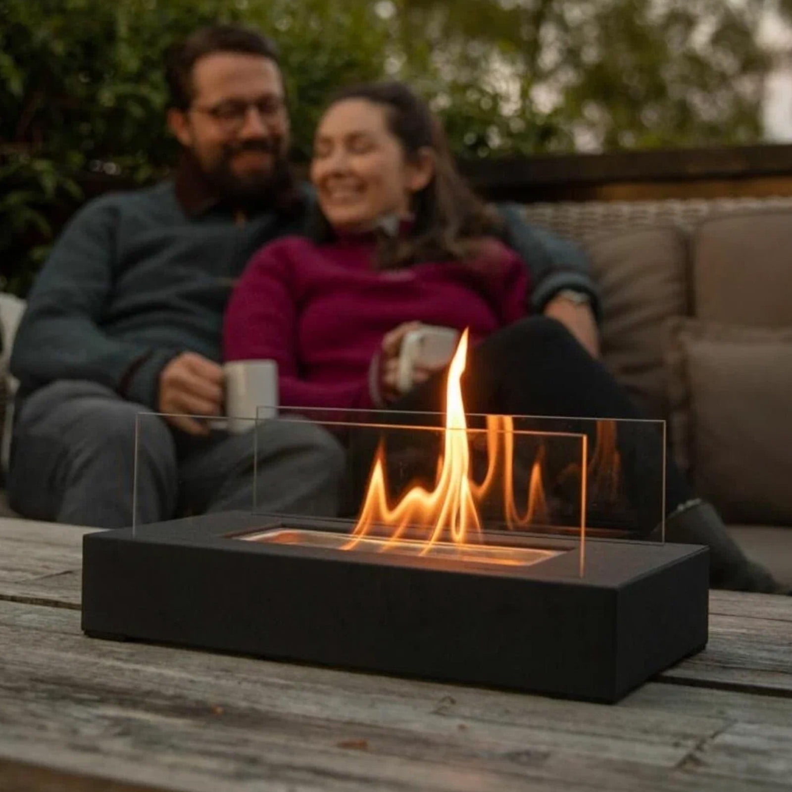 ZIB Tabletop Fire Pit Portable Fireplace Real Flame Smokeless Ashless Outdoor Indoor Metal Black