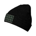 thumbnail image 1 of ZICANCN Abstract Green Woven Stripe Knit Beanie Hat, Winter Cap Soft Warm Classic Hats for Men Women, Black, 1 of 8