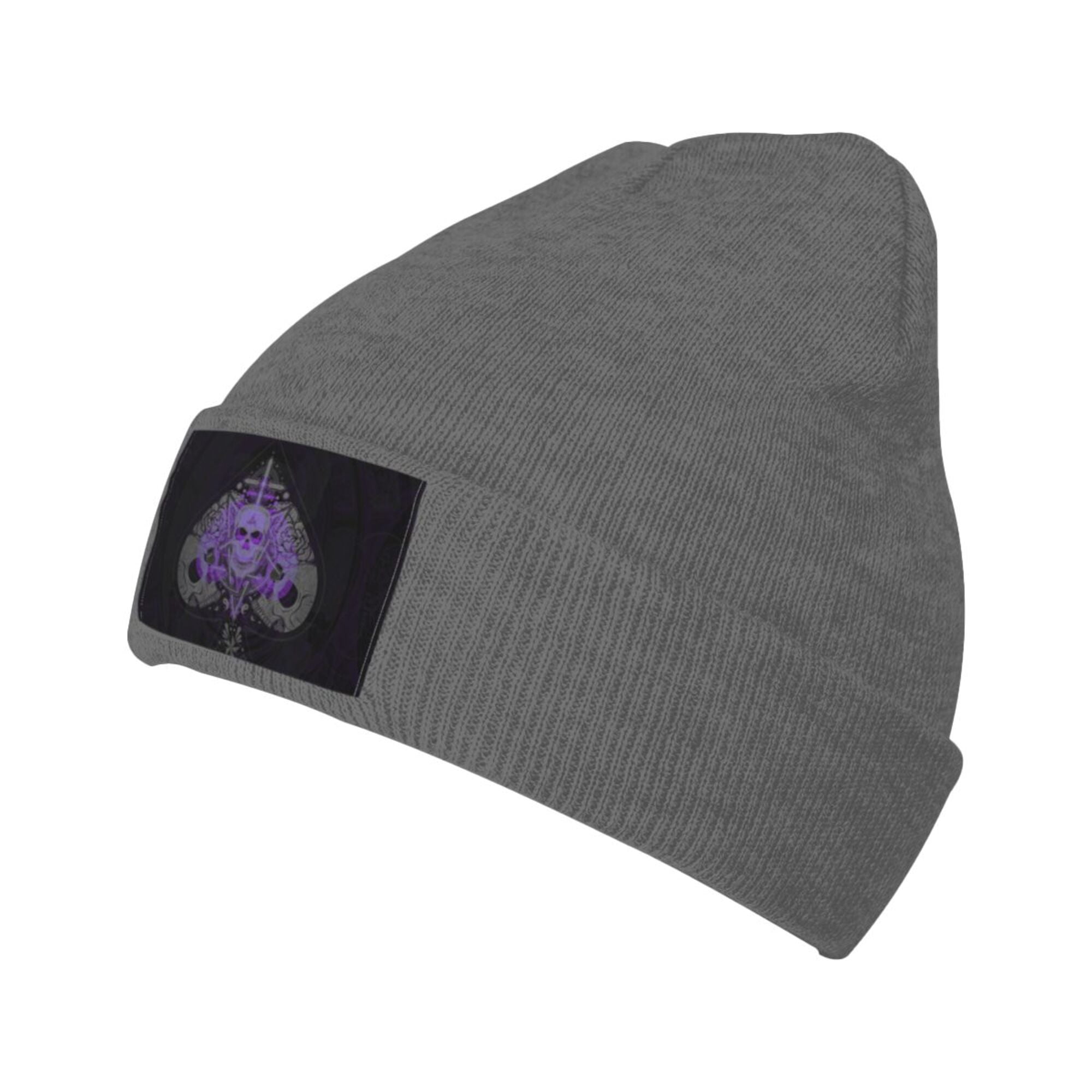 ZICANCN Ace Poke Skull Grey Print Knit Beanie Hat, Winter