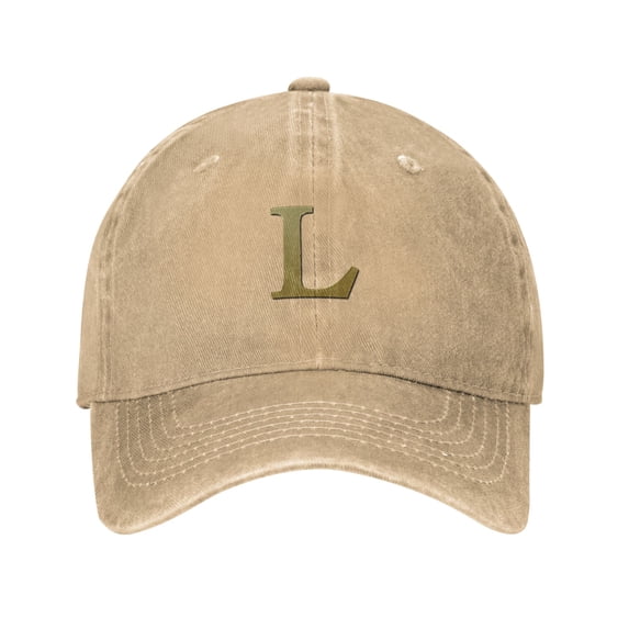 ZICANCN Adjustable Baseball Cap Women, Alphabet L Pattern Hats for Men Adult Washed Cotton Denim Baseball Caps Fashion, Natural