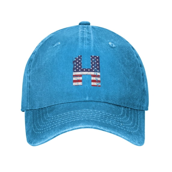 ZICANCN Adjustable Baseball Cap Women, Letter H America Usa Flag Hats for Men Adult Washed Cotton Denim Baseball Caps Fashion, Blue