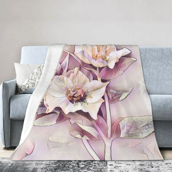 ZICANCN Anti-Pilling Flannel Bed Throw Blankets Christmas Rose Flower , Couch Ultra Soft Micro Fleece Sofa Bed Camping Travel Blanket for Adults 40"x30"