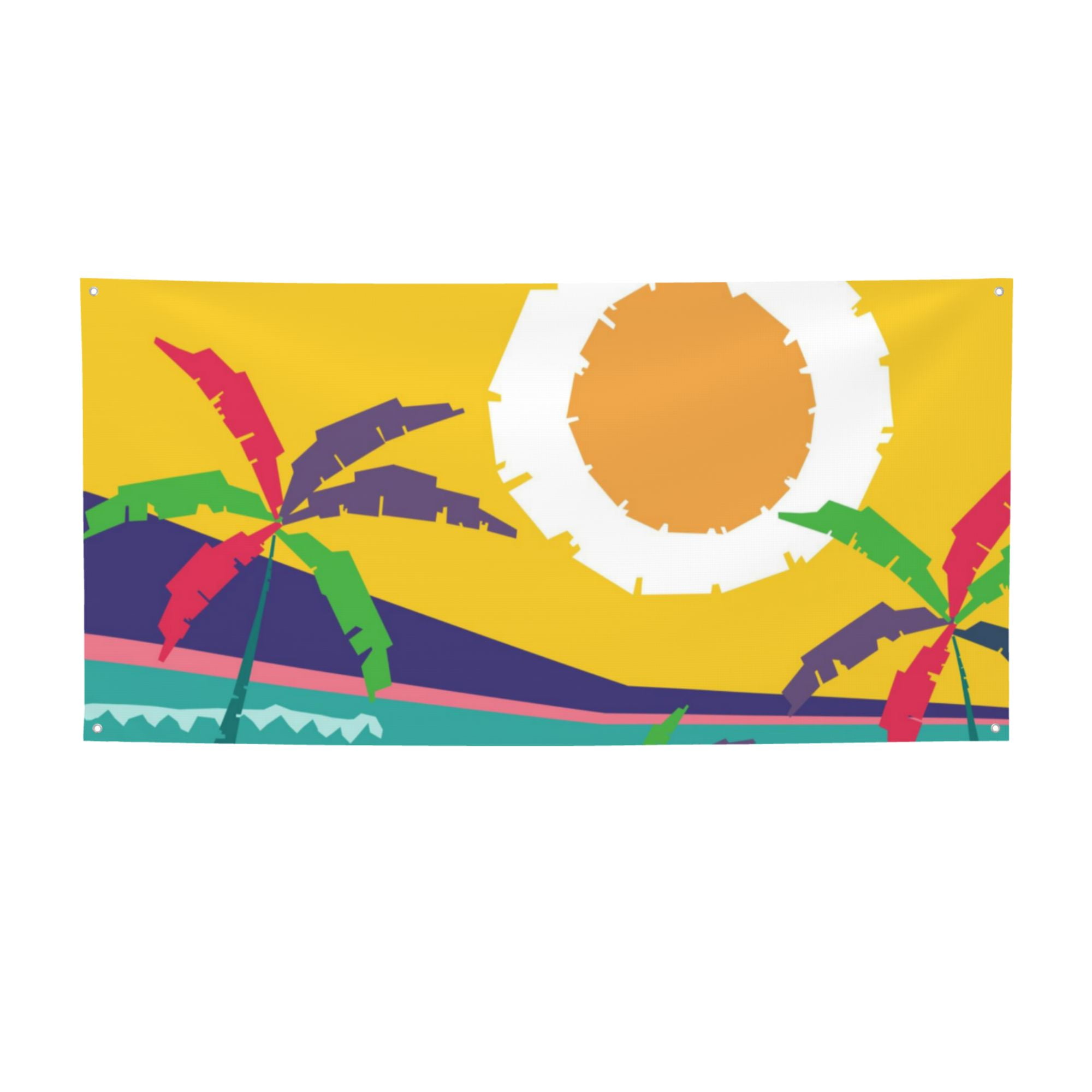 ZICANCN Banner Yard Signs, Abstract Beach Sunset Landscape Party Wall ...