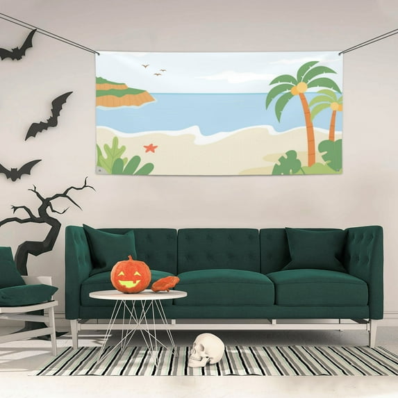 ZICANCN Banner Yard Signs, Beach Bird Scenery Party Wall Decor for Indoor Outdoor Room, Medium Size