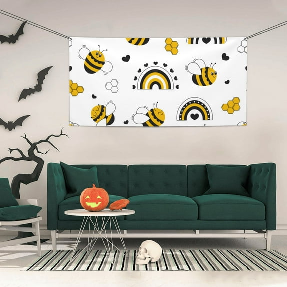 ZICANCN Banner Yard Signs, Beautiful Rainbow Honey Bees Party Wall Decor for Indoor Outdoor Room, Medium Size