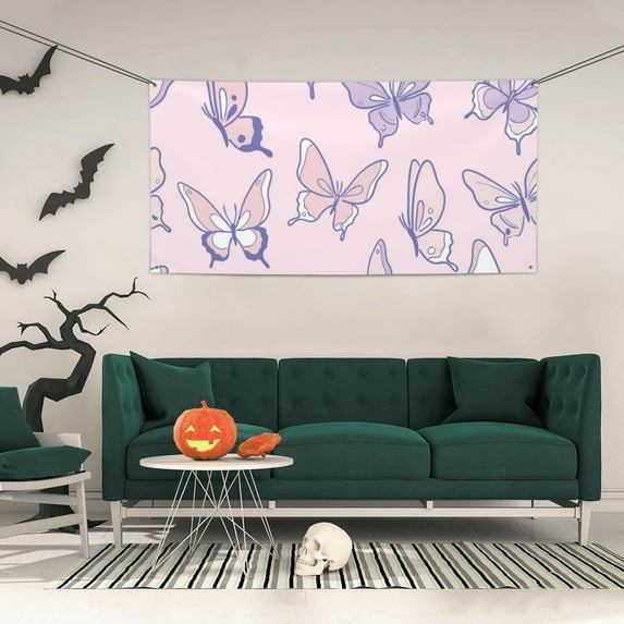ZICANCN Banner Yard Signs, Butterfly Pink Background Party Wall Decor for Indoor Outdoor Room, Small Size