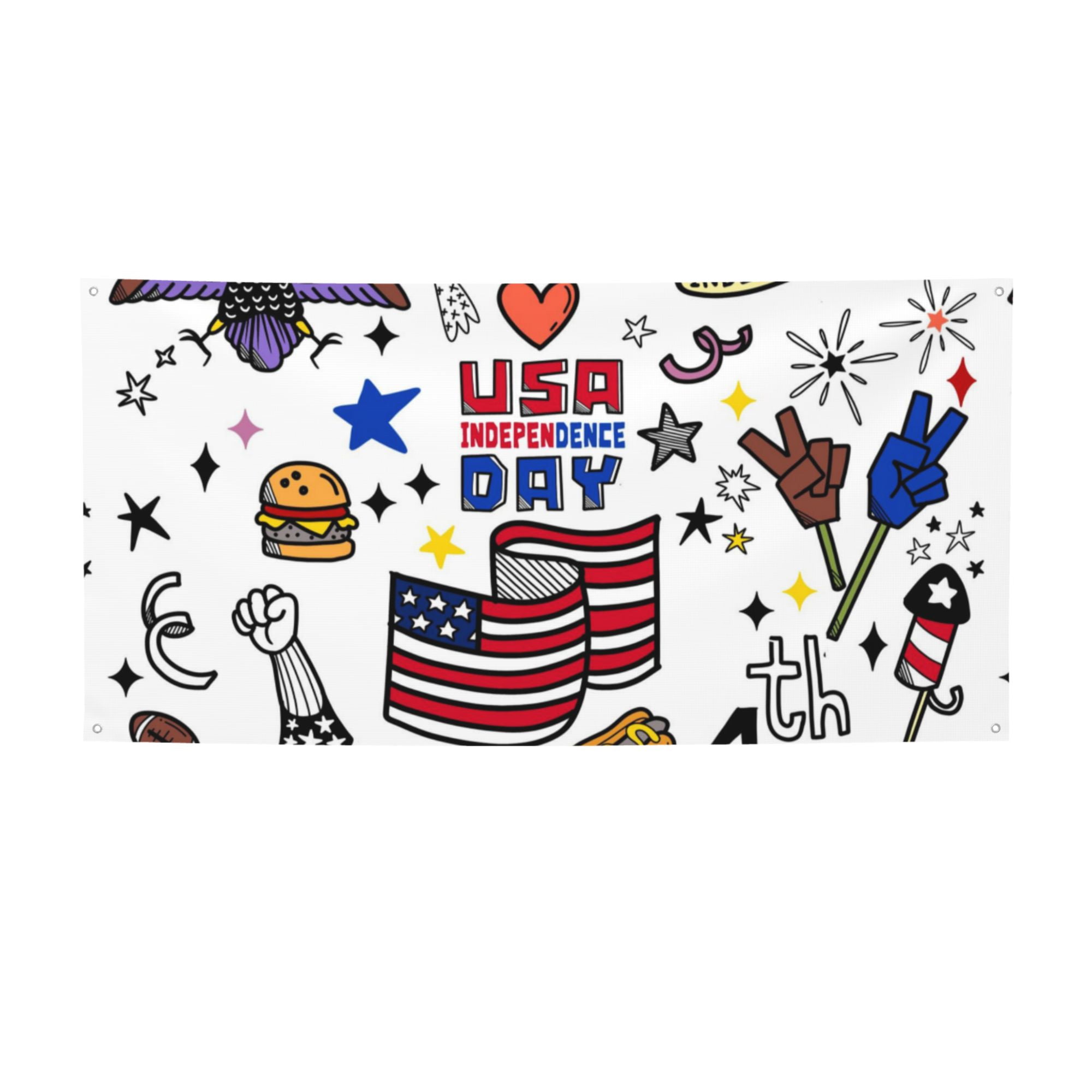 ZICANCN Banner Yard Signs, Doodle American Objects Signs Party Wall ...