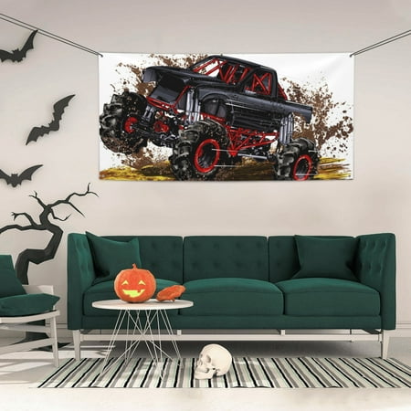 ZICANCN Banner Yard Signs, Flying Red Race Car Party Wall Decor for Indoor Outdoor Room, Small Size