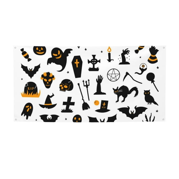ZICANCN Banner Yard Signs, Halloween Monster Pumpkin Skull Party Wall Decor for Indoor Outdoor Room, Small