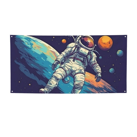 ZICANCN Banner Yard Signs, Space Galaxy Astronaut Party Wall Decor for Indoor Outdoor Room, Medium