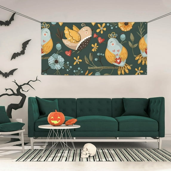 ZICANCN Banner Yard Signs, Vintage Seamless Bird Flower Party Wall Decor for Indoor Outdoor Room, Small Size