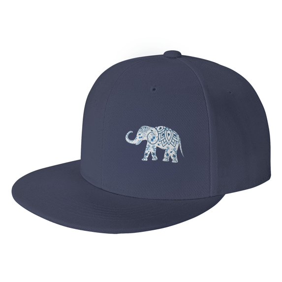 ZICANCN Blue Elephant Doodle Baseball Caps, Trucker Hats for Men And Women, Adjustable Breathable Flat Caps, Navy Blue